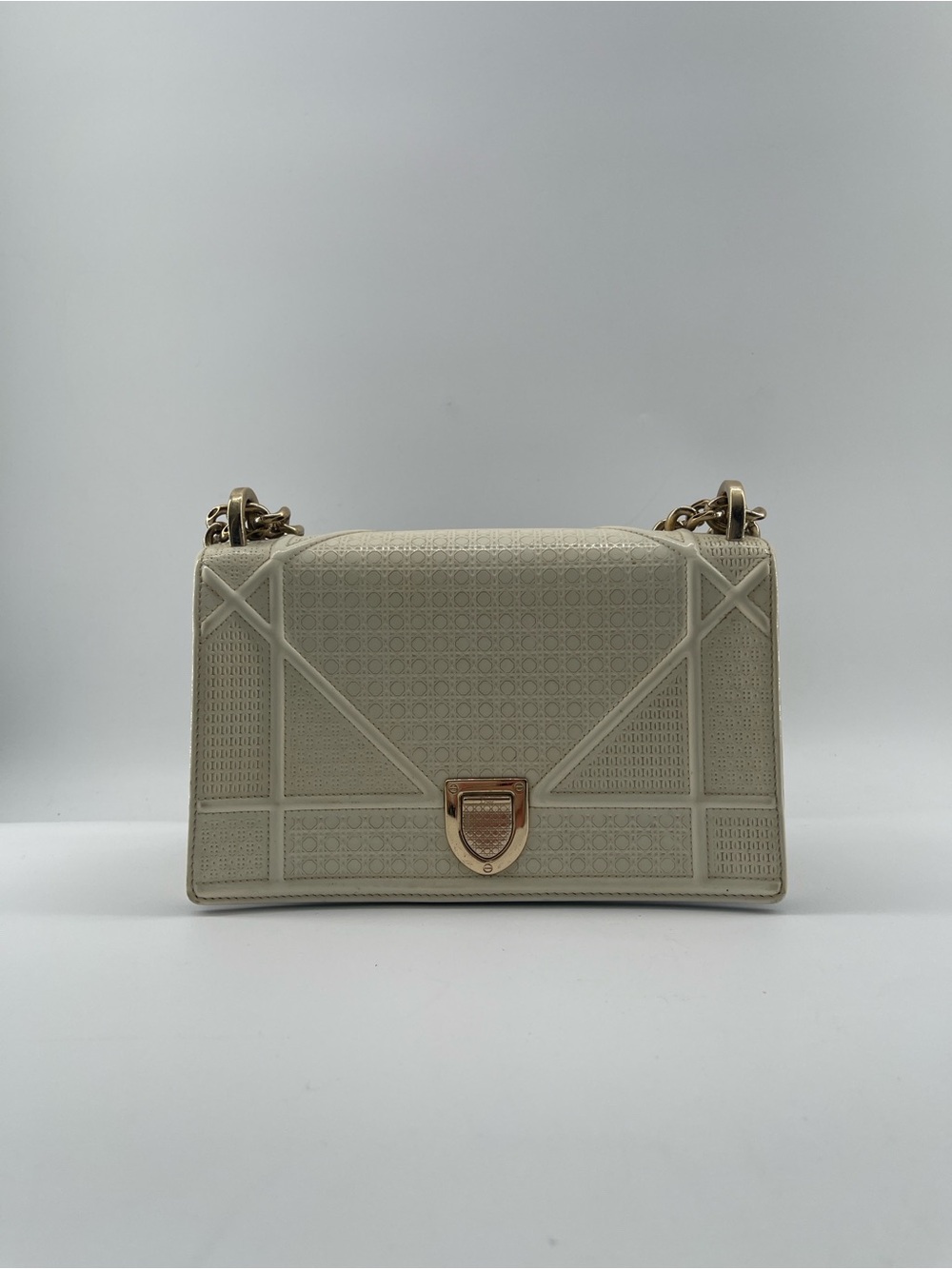 Dior Cream Shoulder Bag with Gold-Tone Chain